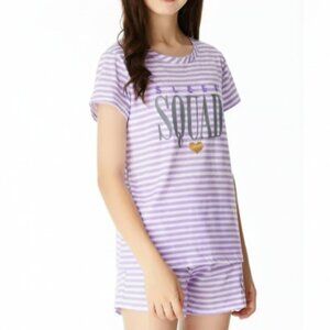 Amazon Girl's Size 14 Purple White Stripe T-Shirt & Shorts PJ Set